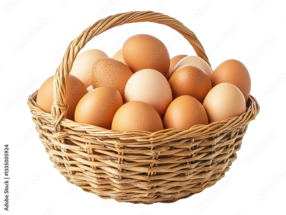 Isolated Eggs in a Wicker Basket Isolated Eggs in a Wicker Basket