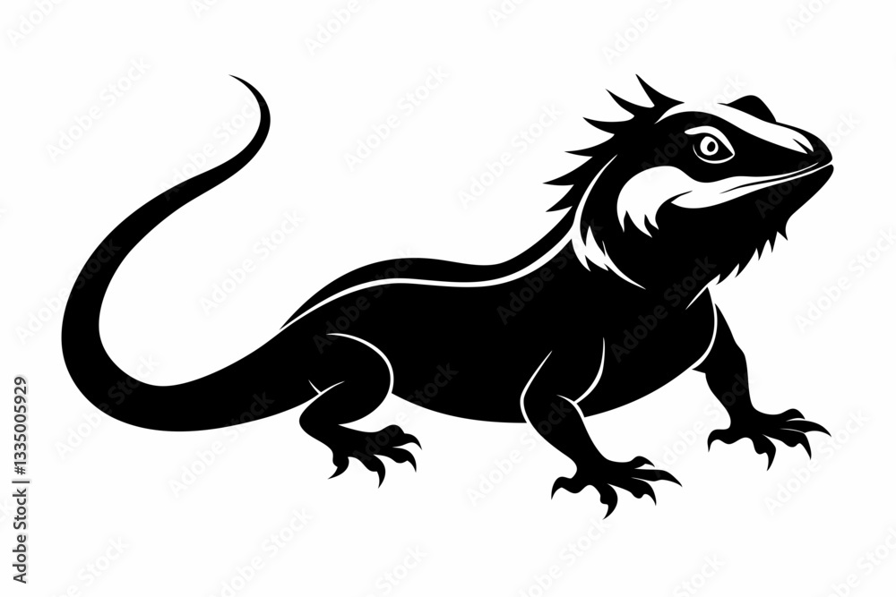 Obraz premium a bearded dragon line art silhouette vector illustration