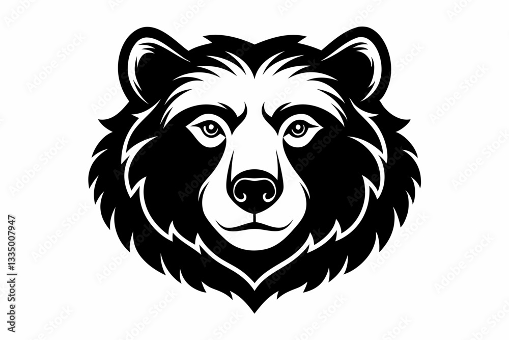 bear head line art silhouette vector illustration