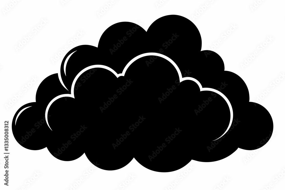 beautiful fluffy clouds line art silhouette vector illustration beautiful fluffy clouds line art silhouette vector illustration