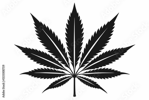 cannabis leaf line art silhouette vector illustration