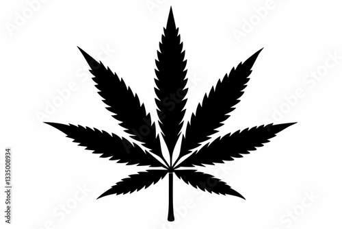 cannabis leaf line art silhouette vector illustration