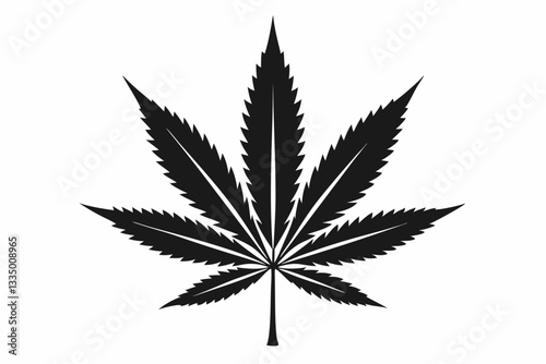 cannabis leaf line art silhouette vector illustration
