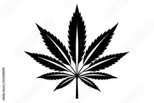 cannabis leaf line art silhouette vector illustration