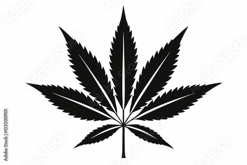 cannabis leaf line art silhouette vector illustration