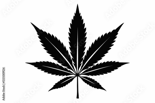 cannabis leaf line art silhouette vector illustration