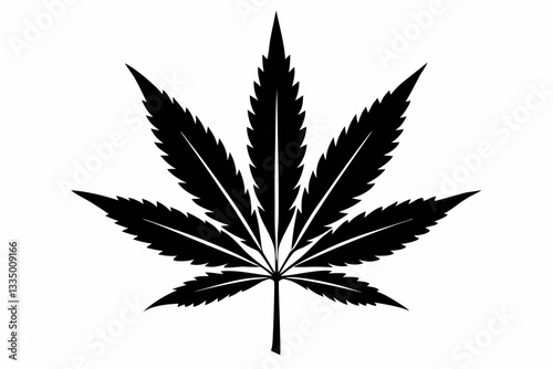 cannabis leaf line art silhouette vector illustration