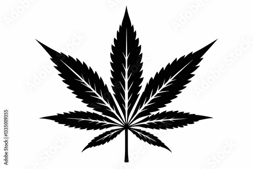 cannabis leaf line art silhouette vector illustration