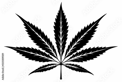 cannabis leaf line art silhouette vector illustration