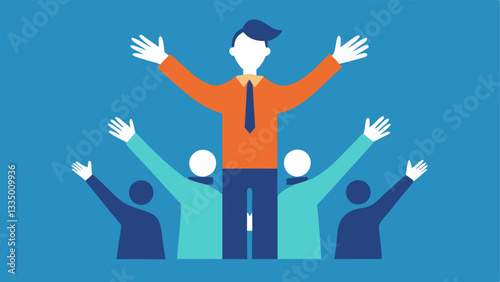 Open Hands An illustration of a leader with open hands symbolizing openness and a willingness to share personal stories or struggles inviting trust from their team.