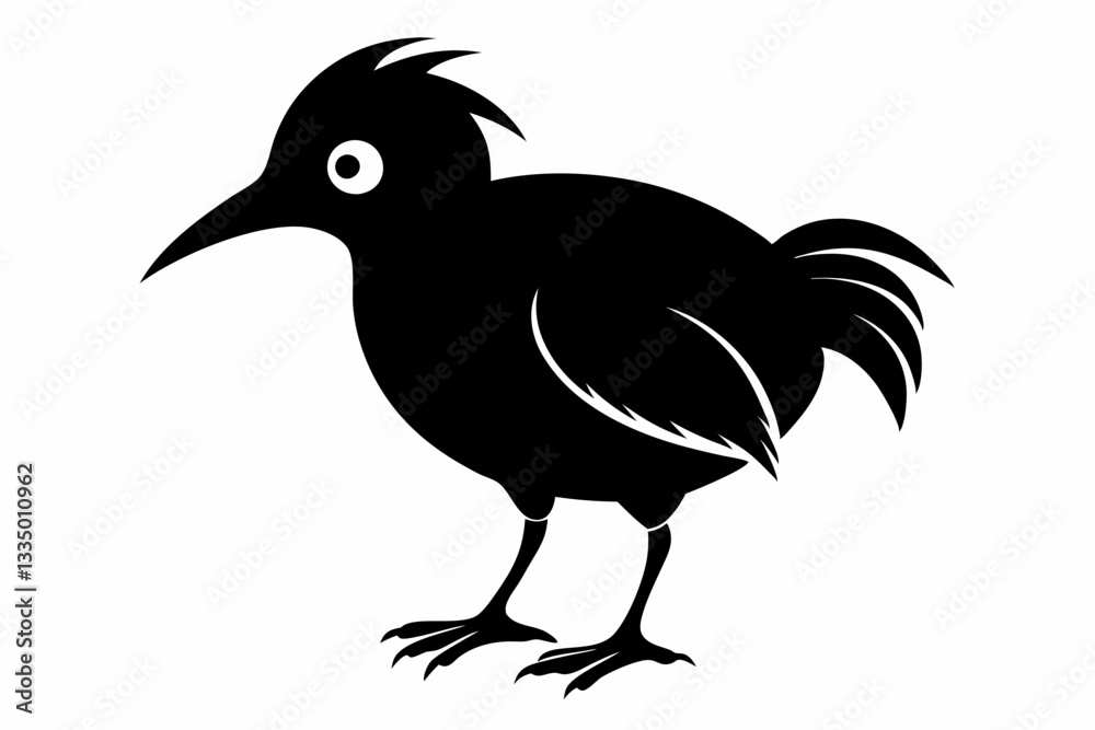 Obraz premium cute pan kauri bird line art silhouette vector illustration