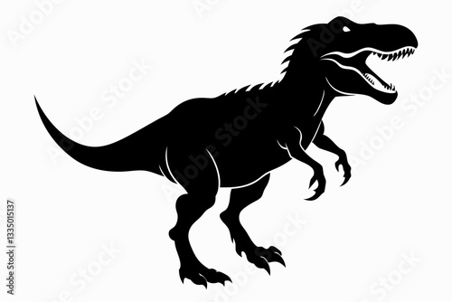 tyrannosaurus rex dinosaur line art silhouette vector illustration