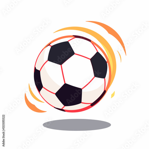 Dynamic soccer ball in motion on white background, sports excitement