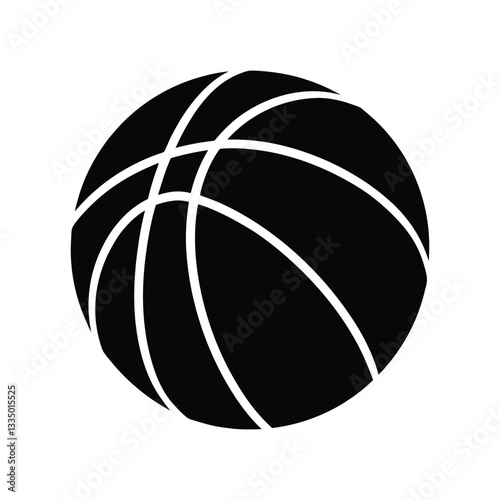Black and White Basketball Icon for Sports, Recreation, and Team Athletics