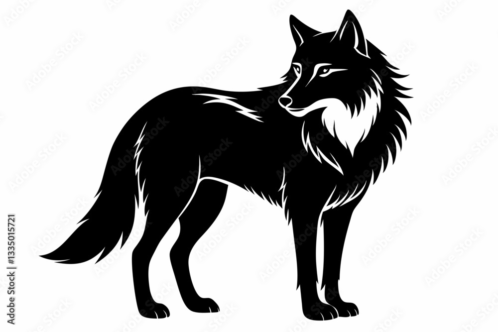 Obraz premium wolf line art silhouette vector illustration