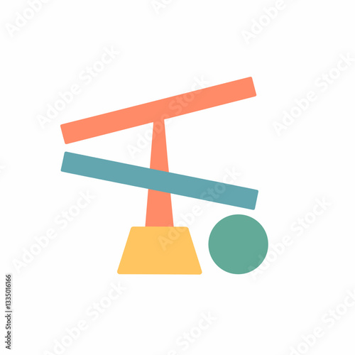 Colorful balance beam illustration on white background, harmony concept