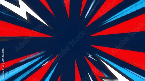 Wallpaper Mural Dynamic Comic Book Style Background: Red, White, and Blue Radial Burst Design for Graphic Projects and Creative Video Torontodigital.ca