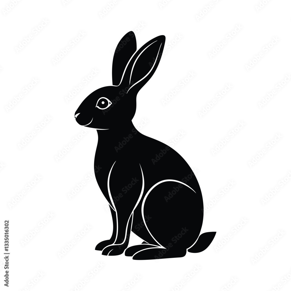 Black and White Rabbit Icon for Wildlife, Animals, and Nature Black and White Rabbit Icon for Wildlife, Animals, and Nature