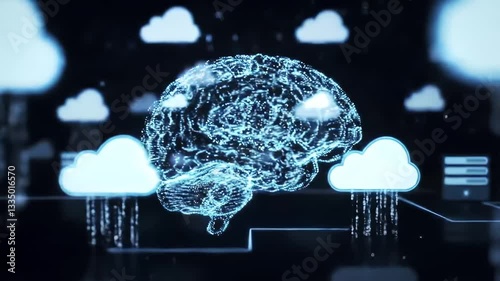 Wallpaper Mural AI Brain in the Cloud: Digital Brain, Artificial Intelligence, Cloud Computing, Neural Network, Technology Concept, Futuristic Video Torontodigital.ca