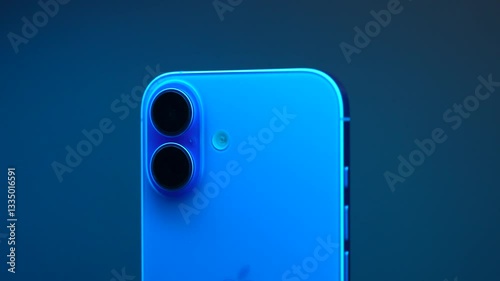 Moscow, Russia - March 15, 2025: Iphone 16 in the multicolored light