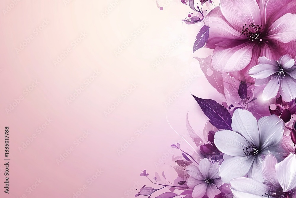 Obraz premium Floral Arrangement: A soft gradient background featuring a cluster of purple flowers