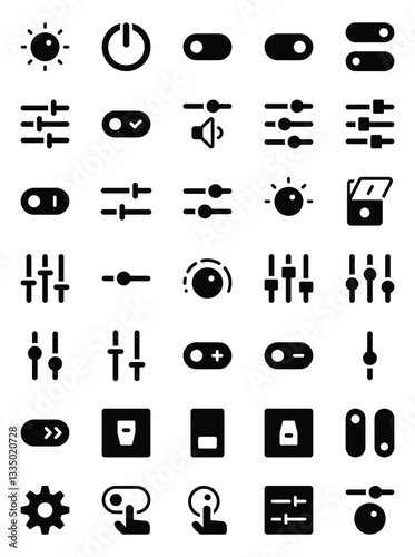 Glyph icons set for Controls, settings, system.