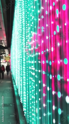 Dynamic Light Wall Installation - Vibrant Colors and Patterns