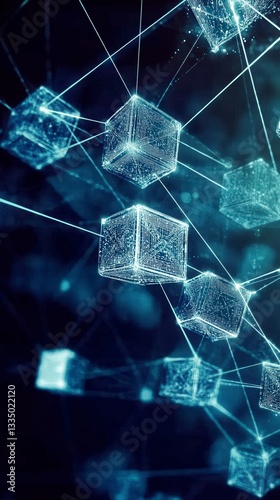 Abstract Network of Interconnected Cubes: A Futuristic Digital Art Piece