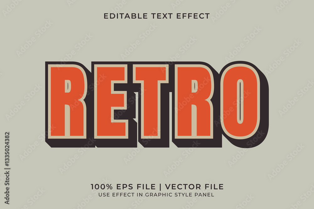 Obraz premium 3D Editable vector text effect in Retro or Vintage style 