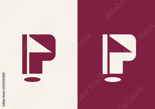golf badge vector illustration sport graphic template in emblem style.Initial Golf Logo On Letter P Concept With Hand And Golf Ball Symbol Vector And Template