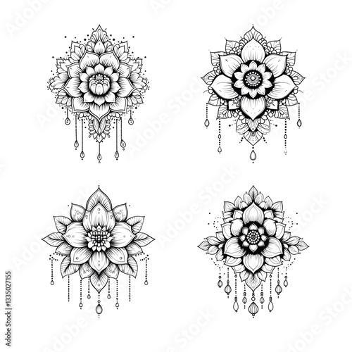 Hand Drawn Ethnic Mandala Pattern Intricate Henna Inspired Decoration
