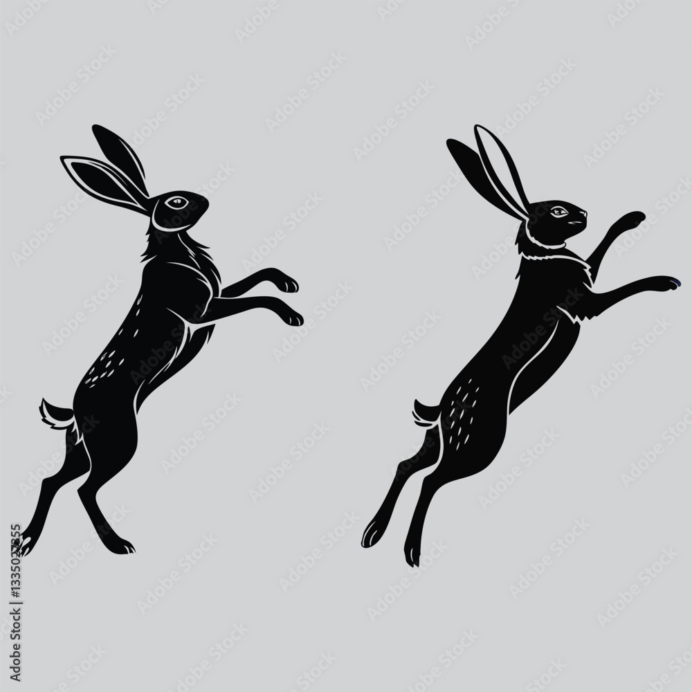 a rabbit stretching its legs silhouette vector design art and illustration a rabbit stretching its legs silhouette vector design art and illustration