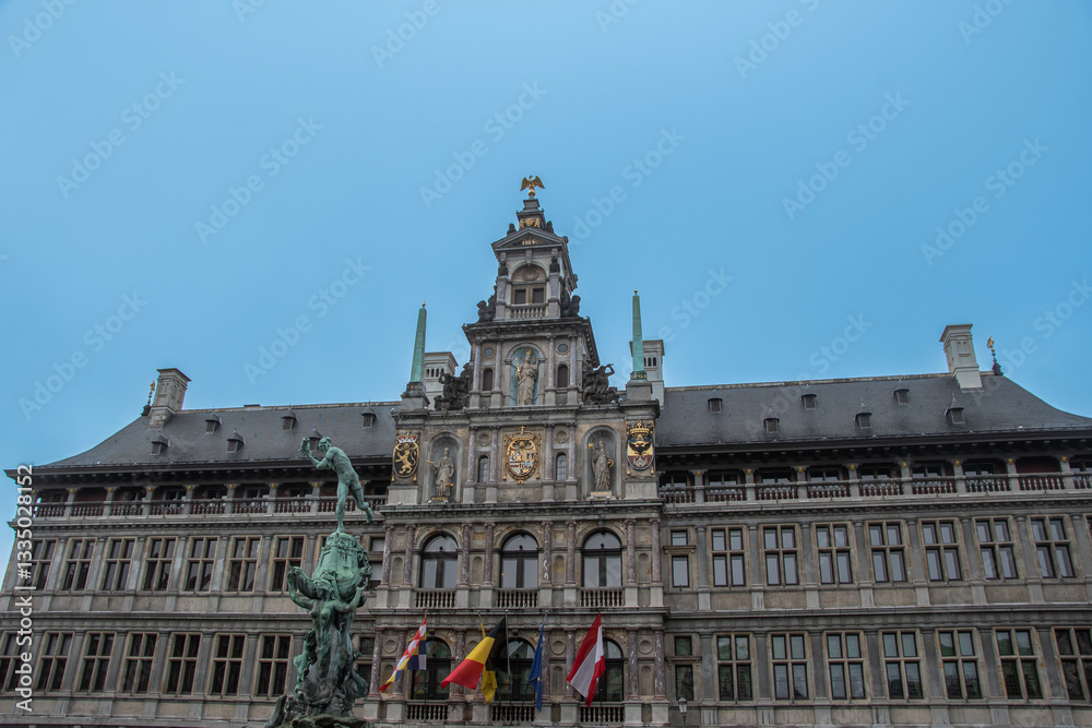 The Brabo fountain in front of Antwerp City Hall