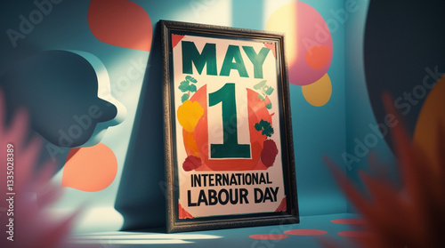 International labour day, may 1 theme poster set against a colorful, abstract background, Modern Design Brochure, Poster, Flyer, Presentation Template Illustration