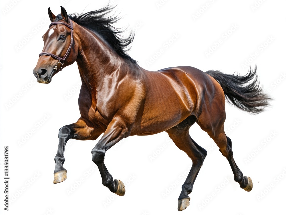 Obraz premium A stunning horse runs swiftly with power and elegance, showcasing its beauty and energy while isolated from any distractions