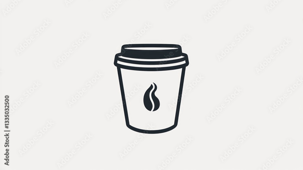Coffee cup, takeaway, cafe, simple design, beverage, background white, for menus
