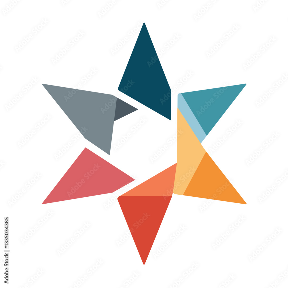 Geometric Brutalis star shape, modern abstract design, colorful, vibrant aesthetics Geometric Brutalis star shape, modern abstract design, colorful, vibrant aesthetics