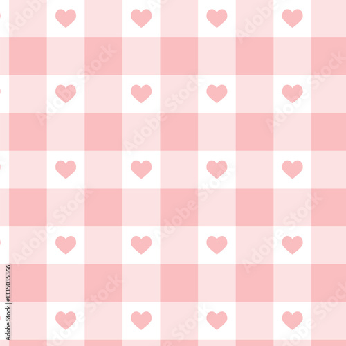 Pastel color gingham pattern with hearts