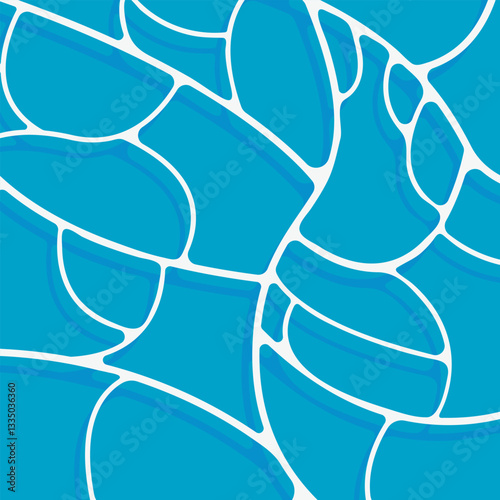 Turquoise rippled water texture background. Sea waves abstract background. Modern flat cartoon background design with tranquil turquoise ripples. Summer vacation backdrop