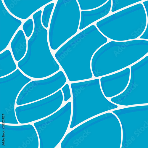Turquoise rippled water texture background. Sea waves abstract background. Modern flat cartoon background design with tranquil turquoise ripples. Summer vacation backdrop
