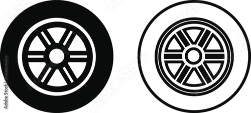 tire icon in flat and line trendy style set. isolated on transparent background