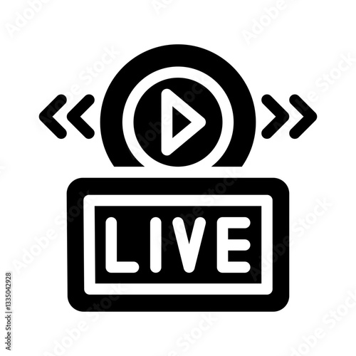 live streaming glyph icon