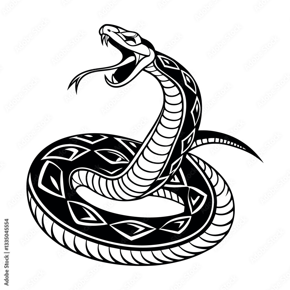 Fototapeta premium A line art Snake silhouette vector 