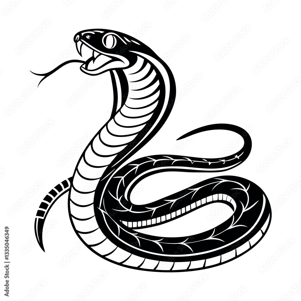 Fototapeta premium A line art Snake silhouette vector