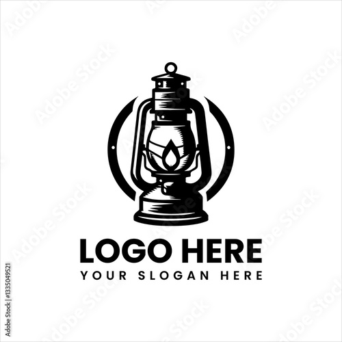 Bold vintage kerosene lamp emblem, classic petroleum lantern illustration with retro glowing design