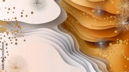 Stunning Gold and White Paper Cut Abstract Design