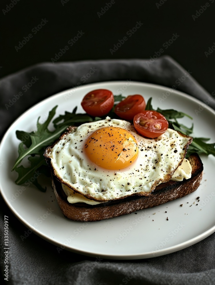 Healthy Breakfast Delight: High-Protein Egg and Whole Grain Toast with Fresh Vegetables and Organic Arugula Healthy Breakfast Delight: High-Protein Egg and Whole Grain Toast with Fresh Vegetables and Organic Arugula