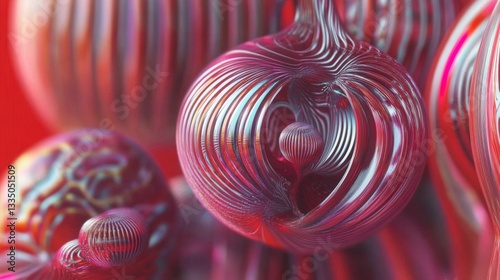 Abstract Geometric Forms in Vibrant Hues - A Stunning Digital Art Piece