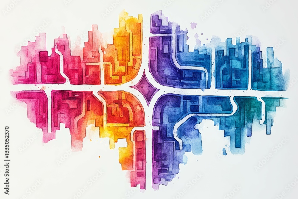 Obraz premium Map with Disjointed Routes, Delusional Disorder