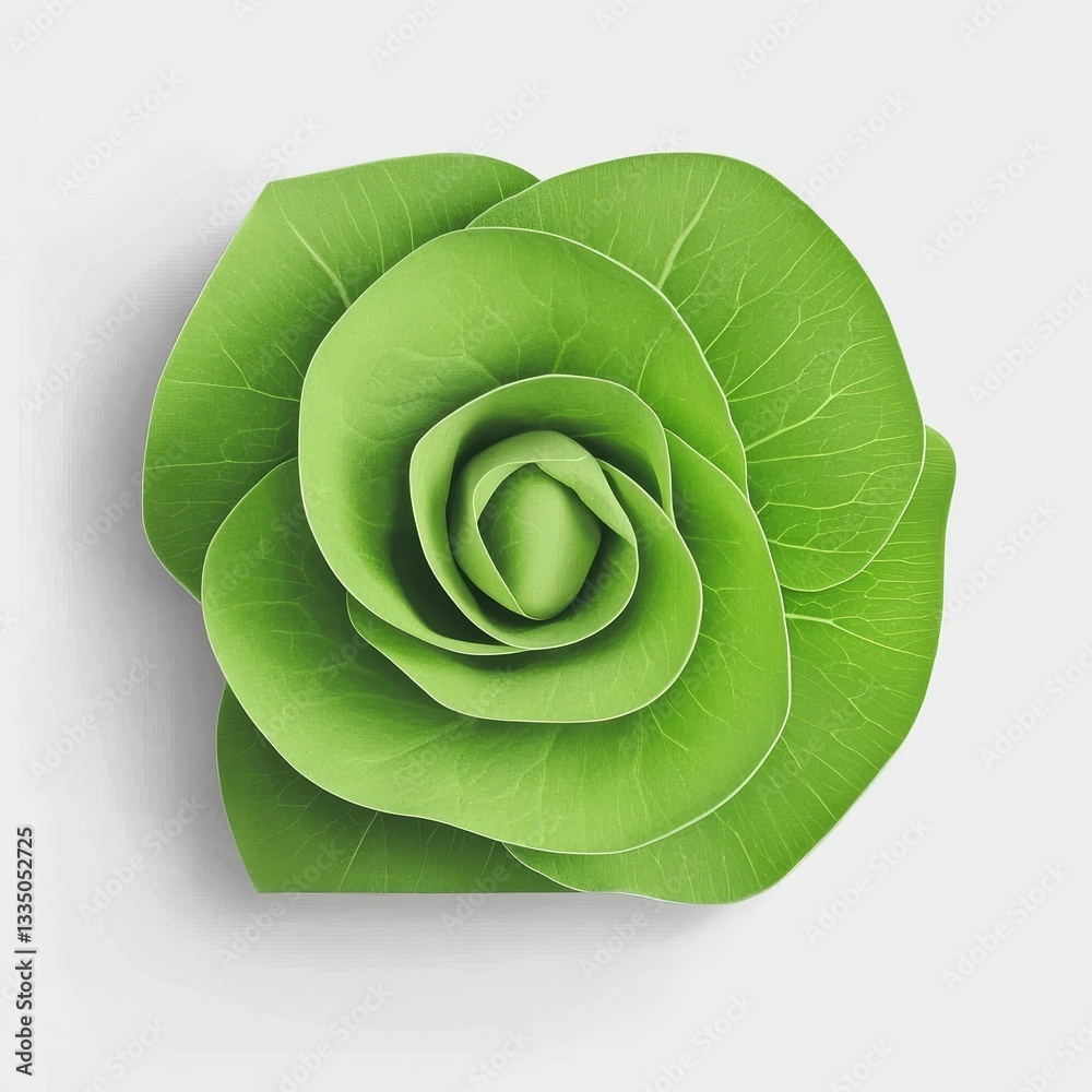Fototapeta premium Eco-Friendly Floral Design: Modern Botanical Illustrations with Green Leaf and Rose Elements